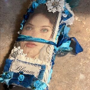 Handcrafted Blue and White Fabric Art Journal